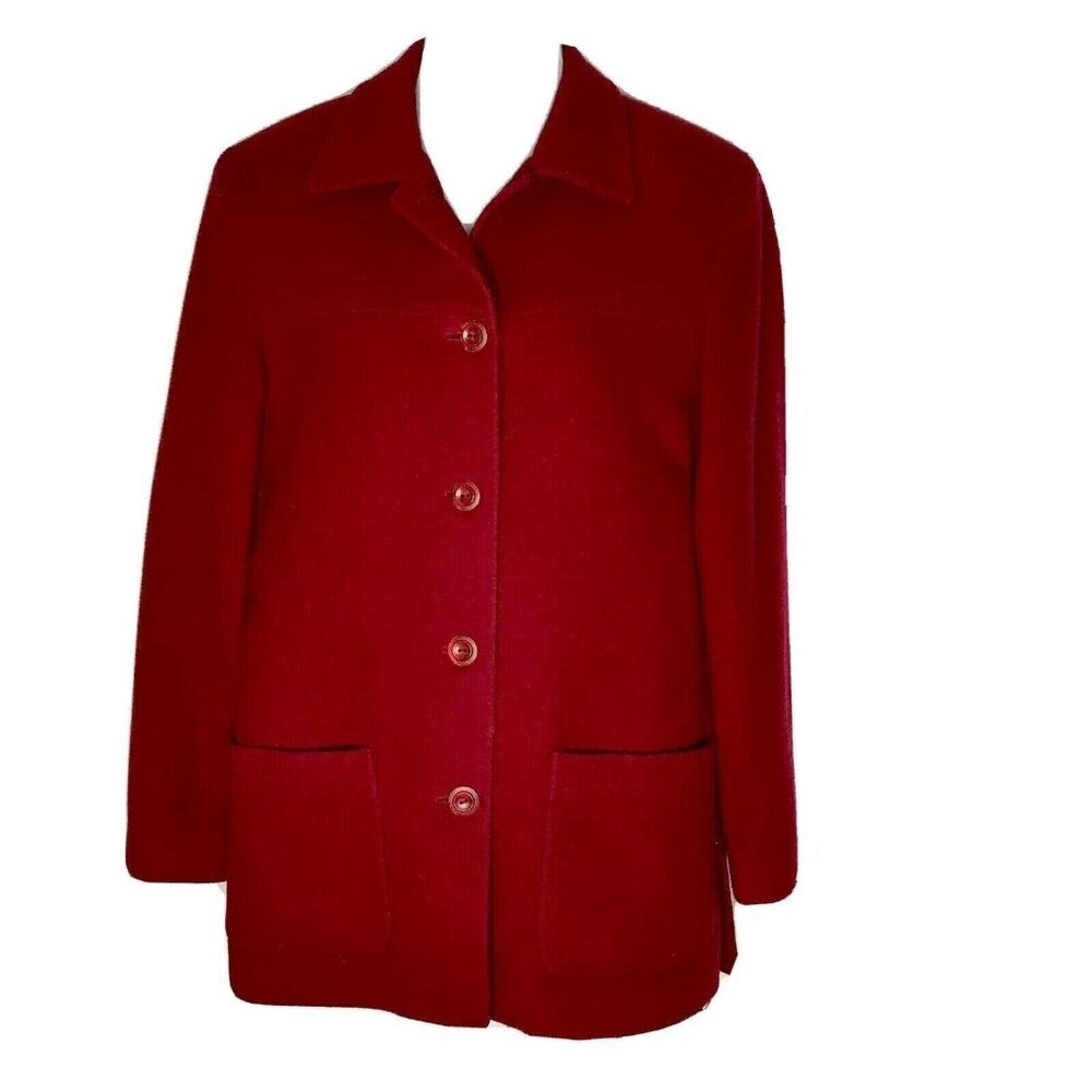 Lindor Cashmere Blend Blazer Jacket Womens 8 Red button Front pockets Coat Lined